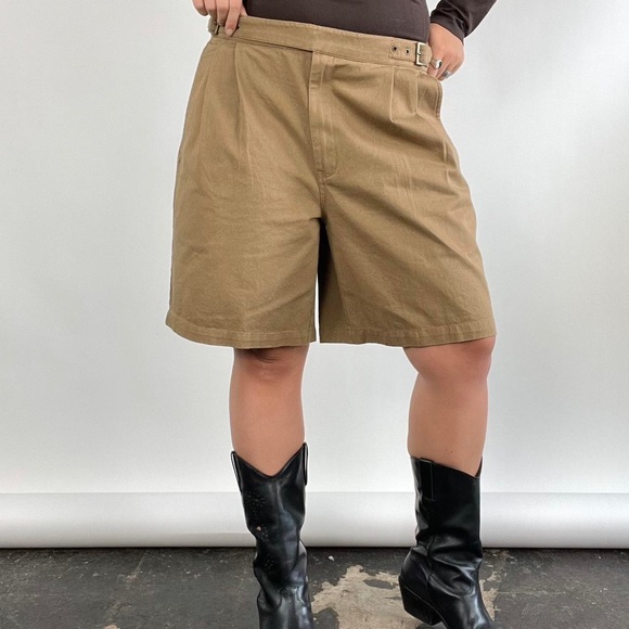 J. Peterman - Dark Khaki Pleated Shorts - Picture 4 of 7